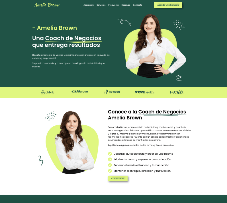 Sitio web Coach negocios ejemplo MAriana Aranda