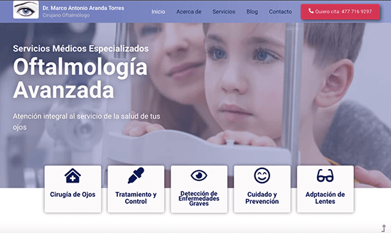 Sitio web de oftalmólogo Mariana Aranda
